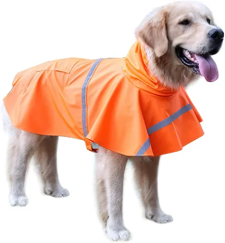Vista 31 de NACOCO - Impermeable ajustable para perros, poncho a prueba de agua, ropa ligera para lluvia con capucha y tira reflejante, m, Azul