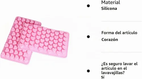 Vista 5 de Mini molde de silicona con forma de corazón para cubitos de hielo y chocolate (paquete de 2)