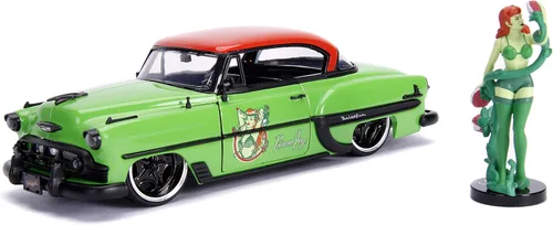 Vista 6 de Jada DC Comics Bombshells Batichica y coche fundido a presión Chevy Corvette 1957, vehículo a escala 1:24 y figura de colección de 2.75 pulgadas