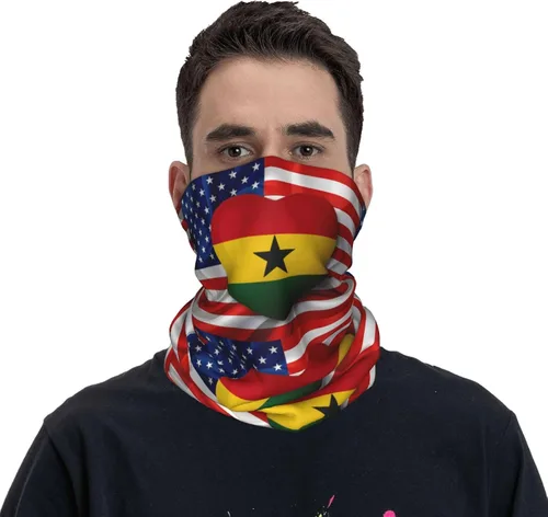 Vista 3 de Neck Gaiter Ghana Ghanaian American Flag USA Love Face Cover Scarf Uv Sun Protection Balaclava Head Mask for Men Women Fishing Mask Hiking Cycling