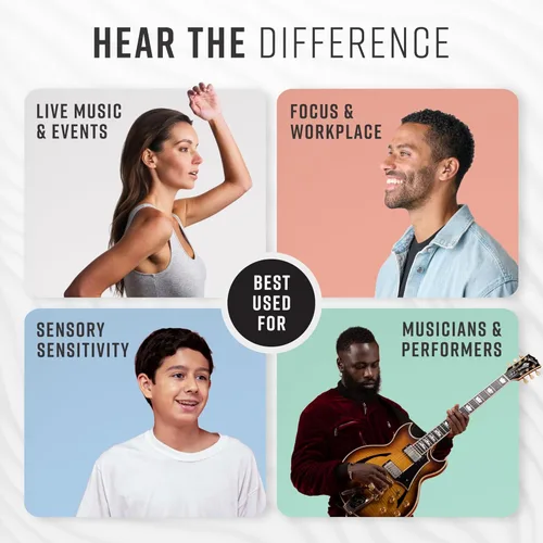 Vista 2 de Vibes Tapones para los oídos de alta fidelidad, tapones invisibles para conciertos de música, músicos, motocicletas, aviones, raves y trabajo