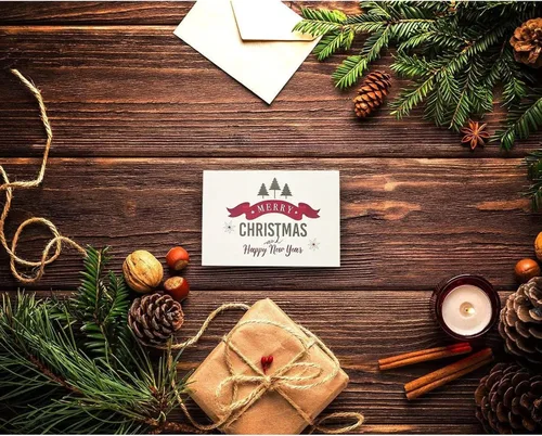 Vista 3 de Sustainable Greetings Paquete de 48 tarjetas de Navidad con sobres, de 4 x 6 pulgadas, 6 diseños retro modernos en rojo, verde, morado y marrón