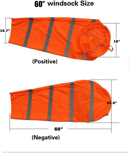 Vista 2 de 60 pulgadas Airport Windsock Rip-Stop Outdoor Rainbow Wind Measurement Sock Bag con cinturón reflectante