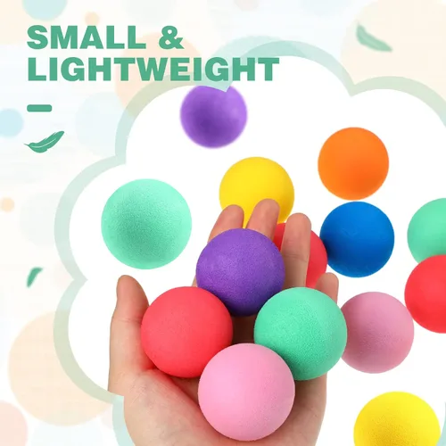 Vista 3 de Cindeer 100 mini bolas de espuma a granel para niños, bolas de esponja suaves y ligeras de 1.57 pulgadas, orbe de juego surtido para cumpleaños