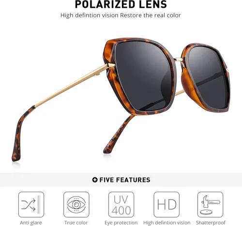 Vista 5 de OLIEYE - Lentes de sol polarizados para mujer, con protección UV400, anteojos de moda