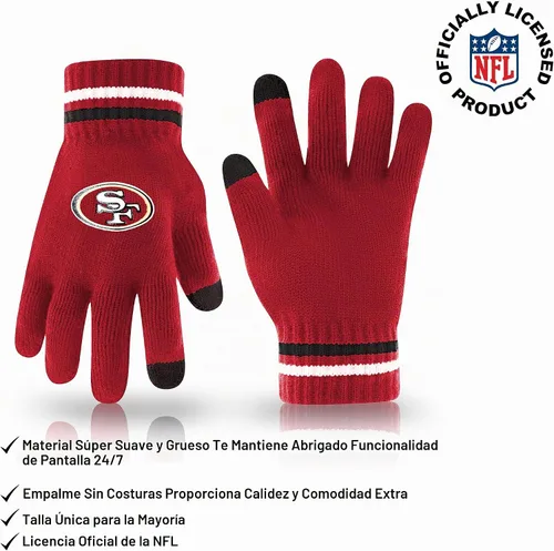 Vista 3 de Ultra Game Adults NFL Official Super Soft Winter Beanie Knit Hat With Warm Touch Screen Gloves Color del equipo 1