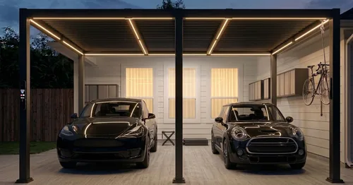 Vista 19 de PURPLE LEAF - Pérgola con listones de 10 x 12 pies para exterior, toldo ajustable moderno de aluminio para patio con techo retráctil para terraza