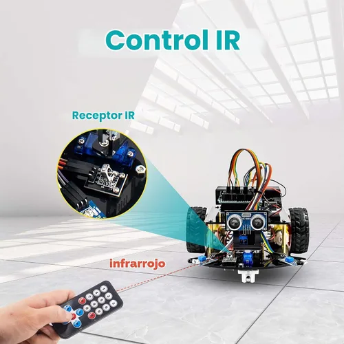 Vista 3 de Hosyond Kit de coche robot inteligente, coche de control remoto 2WD compatible con Arduino IDE con Tutorail