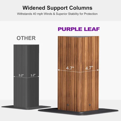 Vista 4 de PURPLE LEAF Gazebo 10' x 12' con sistema de drenaje ligero, grano de madera Grano de madera y luces