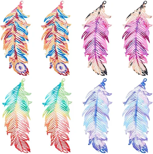 Vista 16 de FASHEWELRY 50 piezas de conectores de filigrana de mariposa de acero inoxidable, adornos de metal grabados con arco iris para fabricación de joyas