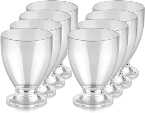 Vista 3 de Vaso de plástico irrompible para beber de plástico de policarbonato, ideal para vino y licor, juego de 8