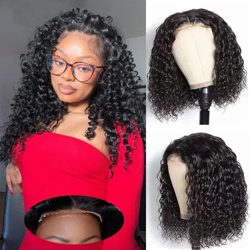 Vista 21 de Pelucas de cabello humano rizado con cierre de encaje HD de 5x5 de onda profunda para mujeres morenas, sin pegamento, pre cortadas, 180%