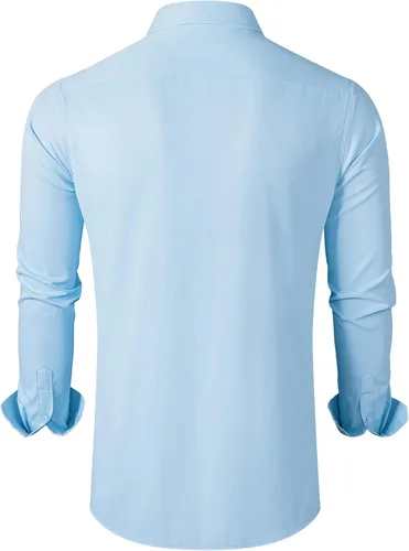 Vista 2 de MUSE FATH Camisa de vestir para hombre, casual, de ajuste regular, manga larga