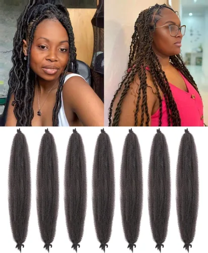 Vista 32 de Cabello afro trenzado elástico de 16 pulgadas, paquete de 3 marley twist para rastas falsas, trenzas rizadas de mariposa, cabello trenzado marley