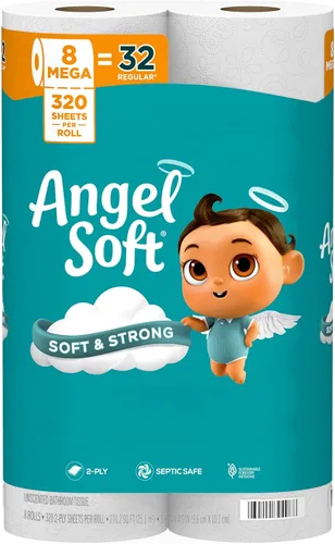 Vista 15 de Angel Soft Papel higiénico, 4 mega rollos = 16 rollos regulares, suave y resistente