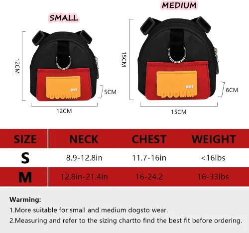 Vista 6 de Mochila para Perros para Perros Pequeños para Usar, Lindo Arnés para Mascotas Cachorros Mochilas con Correa Ajustable Bolsa Autotransportadora