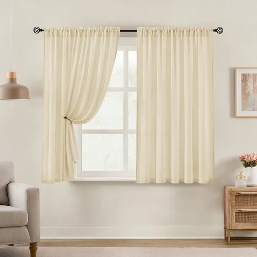 Vista 46 de HOMEIDEAS - Cortinas semitransparentes de privacidad blancas que no se transparentan, 52 x 96 pulgadas Blanco