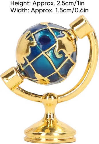 Vista 6 de 1:12 Miniature World Globe accesorios para casa de muñecas en miniatura Gold Realistic/Elegant Globe Dollhouse Muebles de estudio para casa