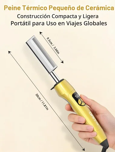 Vista 9 de Peine caliente eléctrico de 180°F-500°F para pelucas y cabello de mujer