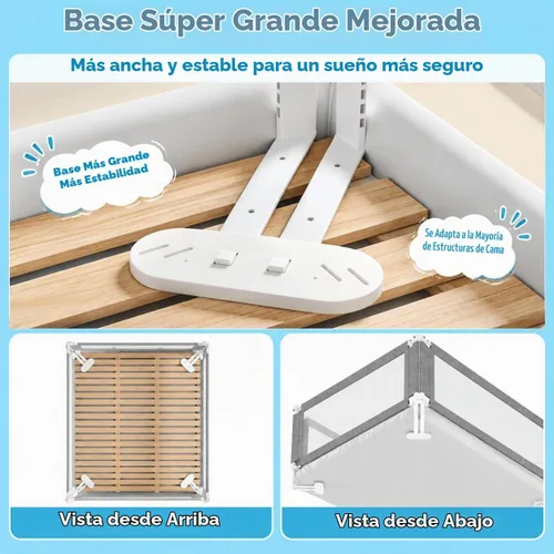 Vista 3 de Paquete de 3 rieles de cama tamaño Queen para niños pequeños, protector de riel de cama ajustable de altura especialmente diseñado para camas