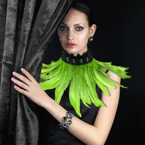 Vista 6 de MoreChioce Collar de plumas, cuello de plumas naturales para mujer y niña, decoración para disfraz de fiesta