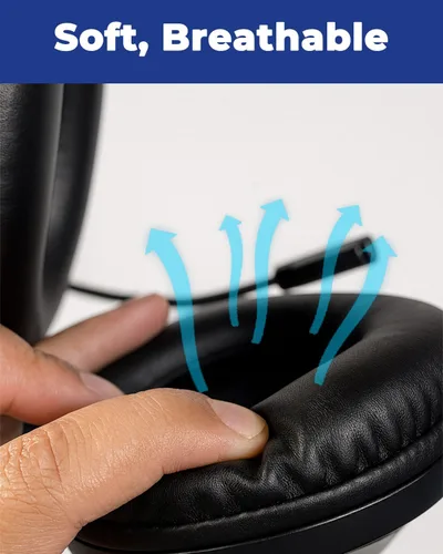 Vista 2 de Auriculares con cable con micrófono para computadora portátil - Auriculares sobre la oreja con sonido estéreo y micrófono con cancelación de ruido
