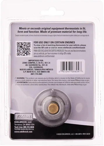 Vista 3 de Edelbrock 8604 Termostato de Alto Flujo 053 mm / 2 3/32 in. 180 Grados Termostato de Alto Flujo