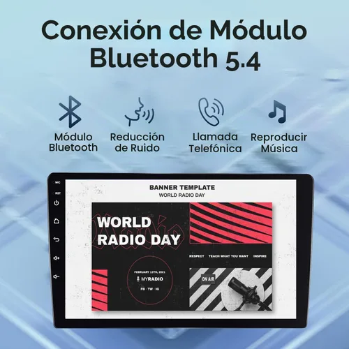 Vista 3 de Estéreo de auto doble DIN con CarPlay inalámbrico y Android Auto, radio de coche Android de 9 pulgadas con cámara de respaldo, Bluetooth 5.4