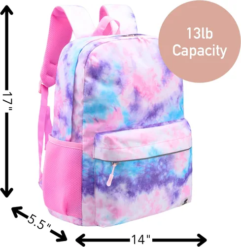 Vista 6 de Fenrici Mochila para niños, niños, mochila para la escuela, bolsas para libros con compartimento acolchado para laptop, 17 pulgadas, Rosado