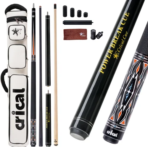 Vista 14 de CRICAL Pool Cue Set, 58" Pro Taper Carbon Fiber Playing Stick with 12.5mm Tip, 3/8×8 Joint, 54.3" Maple Jump Break Stick with 13.5mm Bakelite Tip