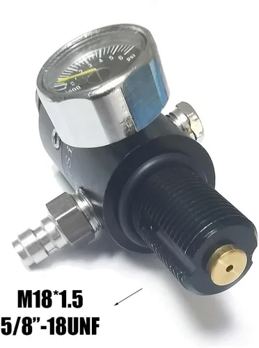 Vista 3 de Válvula reguladora de tanque de aire comprimido CO2 Aopkeo 5/8"-18UNF o M18*1.5 Entrada 4500psi para Paintball Airsoft PCP
