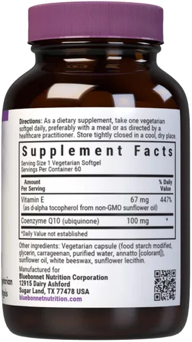Vista 2 de Bluebonnet CoQ-10 Vegetarian Softgels, 100 mg, 60 Count
