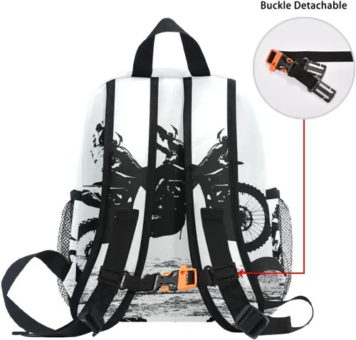 Vista 5 de Glaphy Mochila personalizada con nombre para niños, mochila vintage de motocross para guardería, viajes, mochila preescolar con nombre personalizado