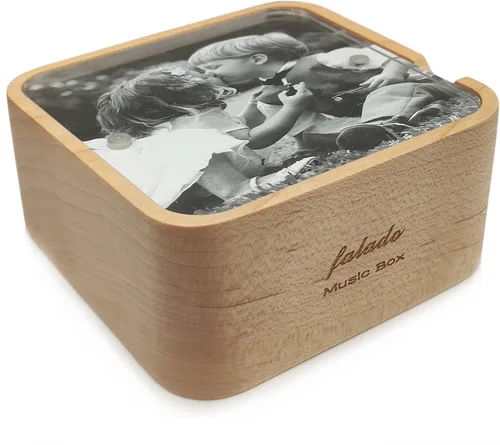 Vista 3 de Wind Up - Caja de música de madera maciza con marco de fotos, para Navidad/cumpleaños/día de San Valentín/Día de la Madre, Tune of You are My