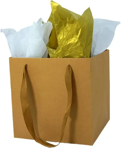 Vista 12 de JUNESHE Bolsas de regalo cuadradas pequeñas con papel de seda, color negro, paquete de 2, 5.9 pulgadas Bolsas de papel con asas para cumpleaños