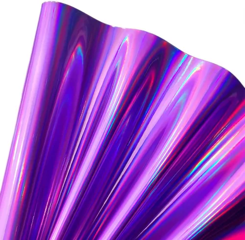 Vista 11 de 11.8"x53" Tela de cuero sintético holográfica, vinilo reflectante de espejo para lazos para el cabello, bolsas, manualidades de costura (Negro)
