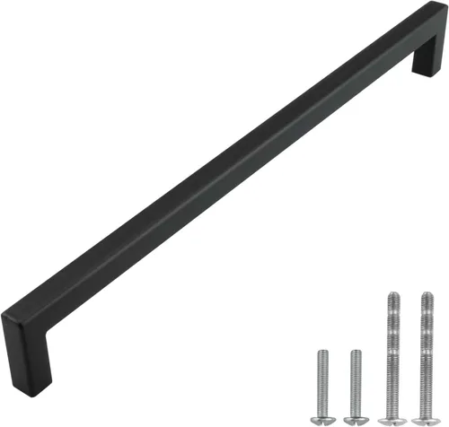 Vista 13 de Modket Paquete de 1 manija cuadrada europea para gabinete de acero inoxidable 304 de 2 pulgadas, pomo negro mate
