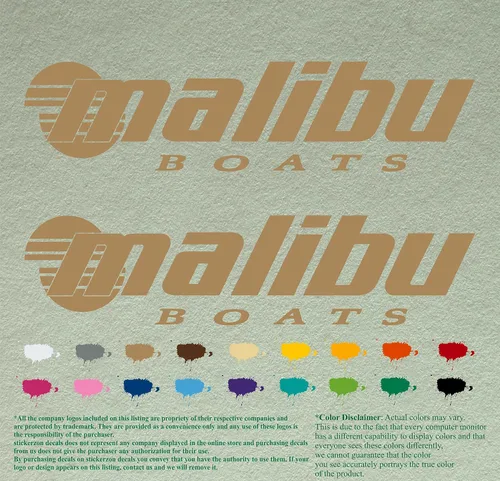 Vista 17 de Malibu Boat - Juego de 2 calcomanías de vinilo de repuesto compatibles con botes de restauración (12 pulgadas, negro 070)