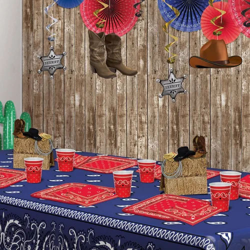 Vista 6 de Beistle Centros de mesa tridimensionales con temática occidental de 4 piezas, decoración de fiesta de vaquero del salvaje oeste, 9.5 pulgadas