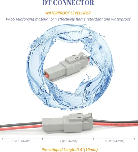 Vista 2 de DT - Kit de conectores de 2 pines, conector eléctrico impermeable de 16 AWG, macho y hembra, conectores de cable automotriz para automóvil, camión