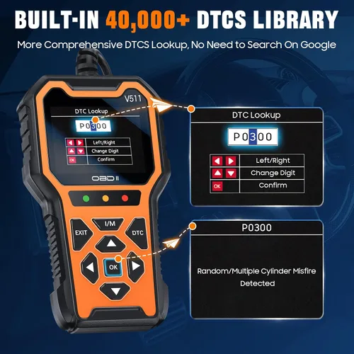 Vista 5 de Herramienta de diagnóstico del escáner V511 OBD2, lector de código de coche con luz de verificación del motor, preparación I/M, DTC, probador