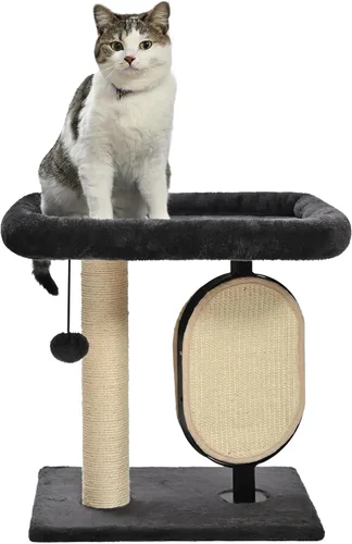 Vista 9 de Amazon Basics - Torre para gatos con hamaca y postes rascadores para gatos de interior, 15.8 x 15.8 x 19.7 pulgadas, beige