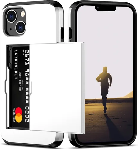 Vista 12 de Nvollnoe Funda para iPhone 13 con tarjetero [almacena 5 tarjetas] Funda tipo cartera de doble capa resistente a prueba de golpes con ranura oculta