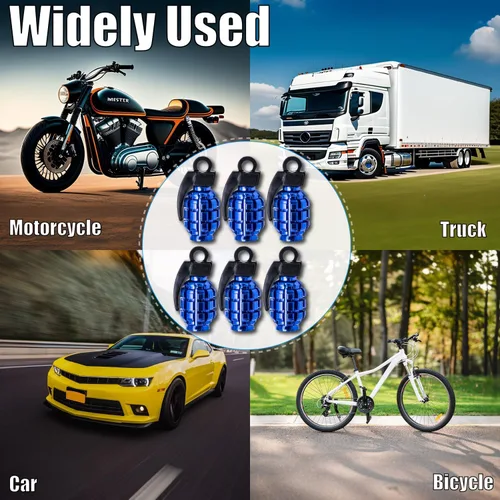 Vista 193 de 4 tapas de válvula de neumático de granada cromada, tapas de válvula de neumático de acero inoxidable para automóviles, camiones, SUV, motocicletas