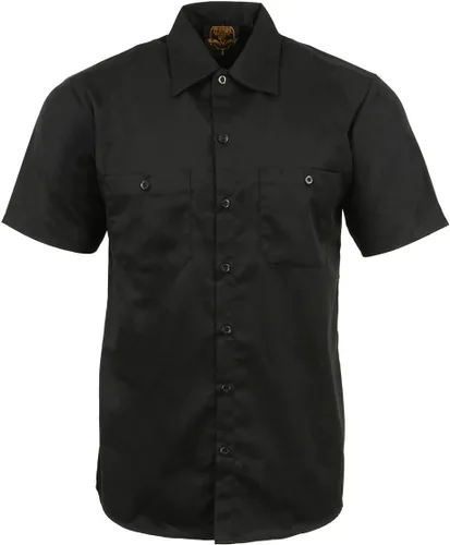 Vista 7 de Milwaukee Leather MDM11669 Camisa de trabajo negra con botones y bolsillos para hombre, camisa de trabajo mecánica clásica con bolsillos, Negro