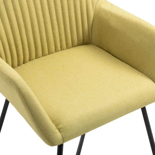 Vista 7 de 【Durable and Classic】 Dining Table Sofa Armchair Elegant Support Modern Upholstered Living Room Bedroom Lounge Chair Dining Chairs 2 pcs Green Fabric
