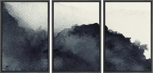 Vista 48 de NWT Lienzo enmarcado para pared, juego de arte en acuarela pastel, bosque de montaña oscura, naturaleza silvestre, ilustraciones de arte moderno