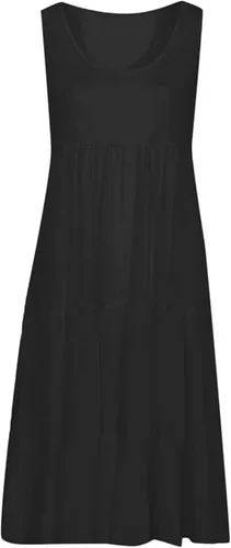 Vista 2 de Ctreela Vestidos de playa de verano para mujer vestido babydoll sin mangas dobladillo con volantes vestido midi liso sin mangas