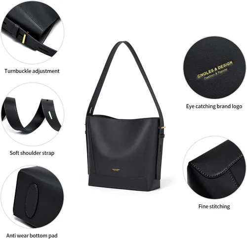 Vista 6 de Cnoles Bolso de mano de cuero para mujer, bolso de mano, bolso de hombro Hobo