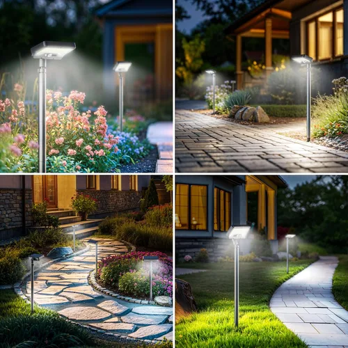 Vista 2 de Tryme Luces Solares con Sensor de Movimiento para Exteriores Impermeables 92 LEDs Luces Brillantes para Senderos con Ángulo Ajustable y 3 Modos